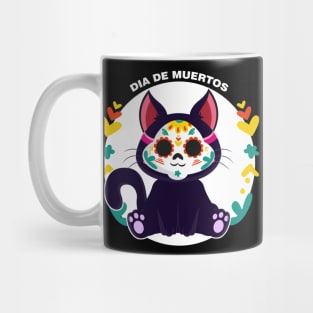 Cute Black Kitty Dia de Muertos, Day of the Dead Mug